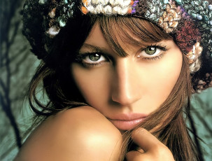 Картинка девушки gisele+bundchen лицо шапка русая