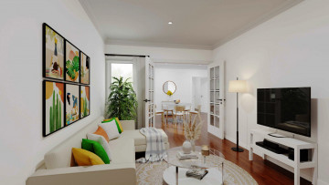 обоя интерьер, гостиная, мягкий, уголок, телевизор, столик