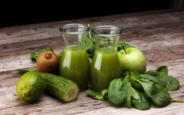 Картинка еда напитки +сок киви сок яблоко лайм шпинат огурец