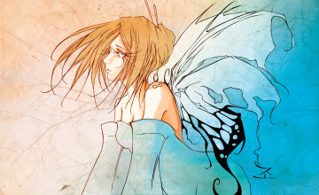 обоя фэнтези, феи, девушка, крылья, наряд, фея