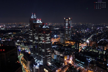 Картинка календари города огни дома город