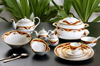 обоя разное, посуда, столовые, приборы, кухонная, утварь, чайник, тарелка, сервиз, чашка