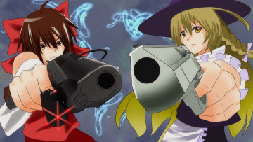 Картинка аниме touhou рейму хакурей и мариса кирисаме
