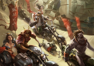 Картинка фэнтези существа гонки мотоциклы