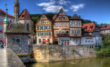 Картинка германия швебиш халль города улицы площади набережные швебиш-халль дома река