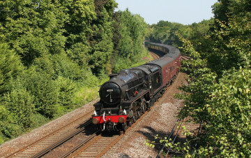 Картинка техника паровозы паровоз рельсы железная дорога вагоны пассажирский состав