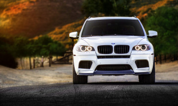 обоя автомобили, bmw, wheels, front, tuning, white, x5m