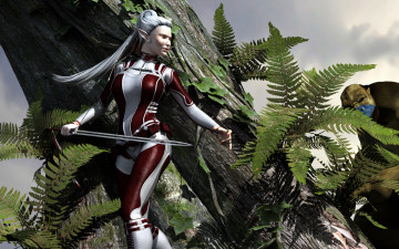 Картинка 3д+графика эльфы+ elves эльфийка дерево существо взгляд