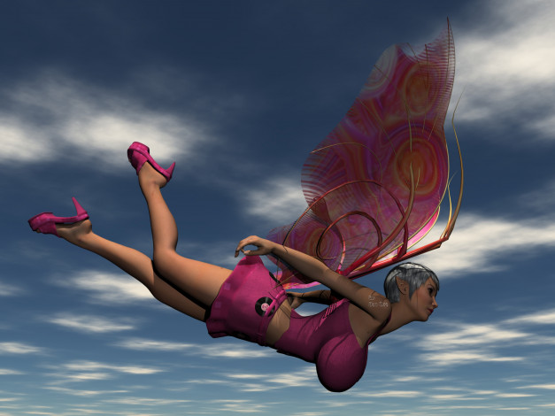 Обои картинки фото 3д графика, эльфы , elves, эльфийка, полет