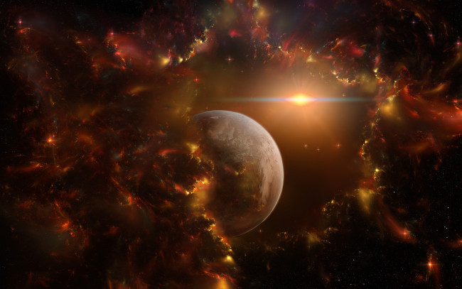 Обои картинки фото космос, арт, туманность, вселенная, звезды, планеты