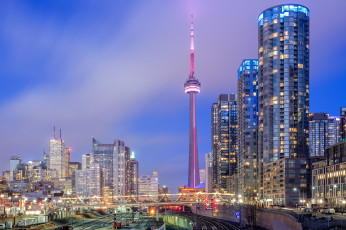 Картинка bathurst+bridge+-+toronto +on города торонто+ канада телевышка