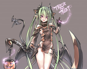 Картинка аниме магия +колдовство +halloween девушка