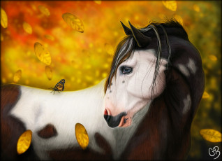 Картинка рисованное животные +лошади лошадь