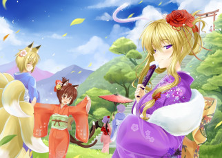 Картинка аниме touhou фон взгляд девушки