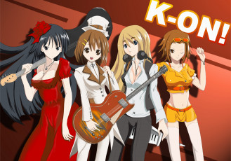 Картинка аниме k-on девушки взгляд фон