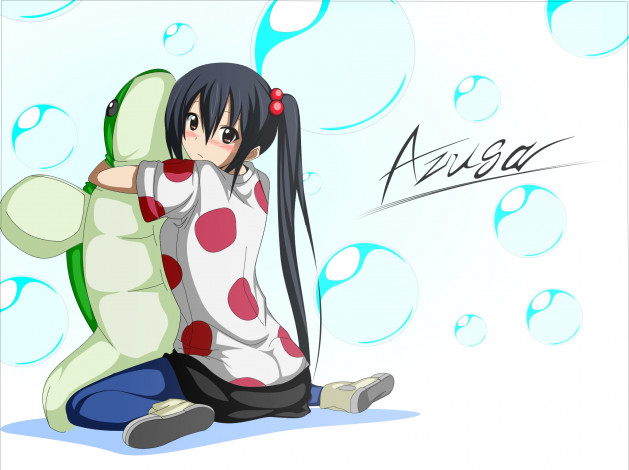 Обои картинки фото аниме, k-on, девушка, взгляд, фон