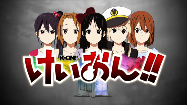 Обои картинки фото аниме, k-on, девушки, взгляд, фон