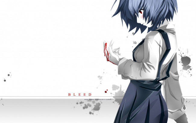 Обои картинки фото аниме, evangelion, девушка, взгляд, фон