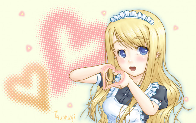 Обои картинки фото аниме, k-on, девушка, взгляд, фон