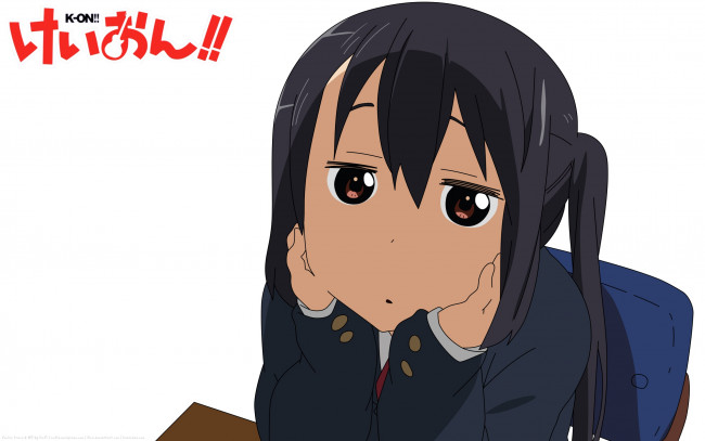 Обои картинки фото аниме, k-on, девушка, взгляд, фон