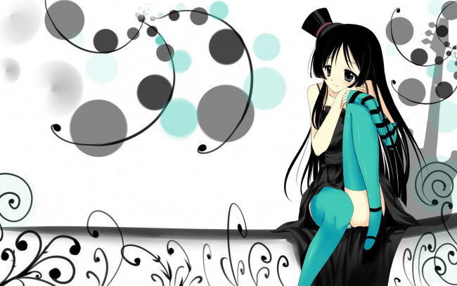 Обои картинки фото аниме, k-on, девушка, взгляд, фон