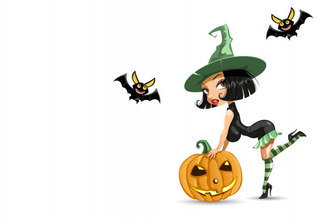 Обои картинки фото праздничные, хэллоуин, тыква, фон, взгляд, девушка