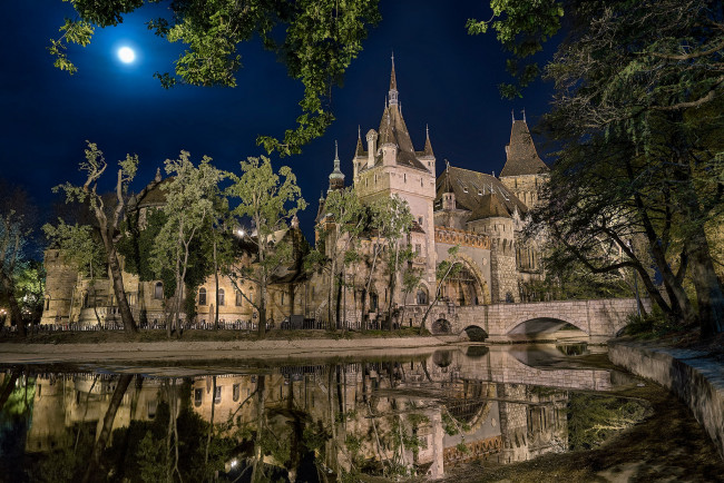 Обои картинки фото vajdahunyad castle, города, будапешт , венгрия, простор