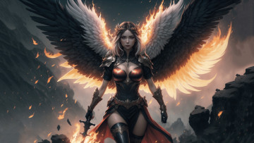 Картинка фэнтези ангелы нейросети графика нейроарт ai art нейронные сети рисунки нейро искусство