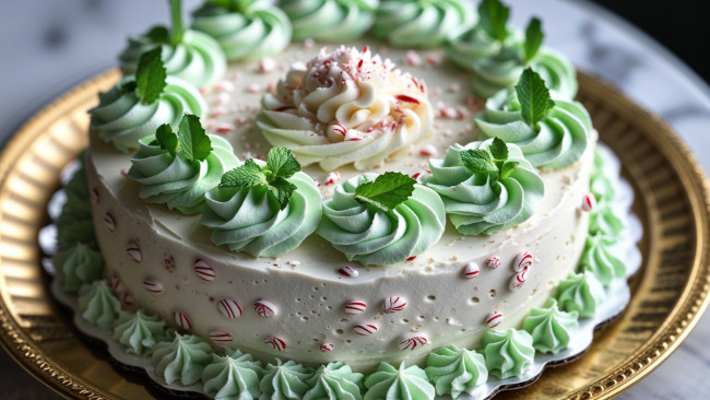 Обои картинки фото еда, торты, мята, торт, крем