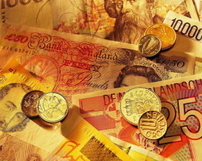 Картинка разное золото купюры монеты