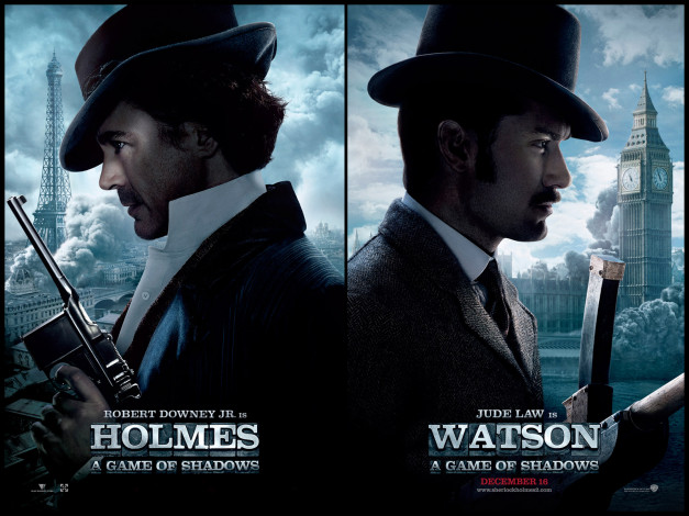 Обои картинки фото sherlock, holmes, game, of, shadows, кино, фильмы, watson, jude, law, доктор, ватсон, robert, downey, jr