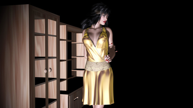 Обои картинки фото 3д графика, people , люди, фон, девушка, взгляд