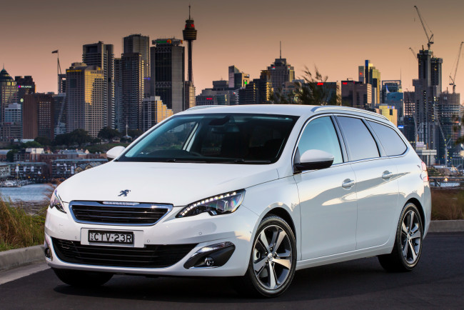 Обои картинки фото автомобили, peugeot, светлый, 2014г, au-spec, sw, 308