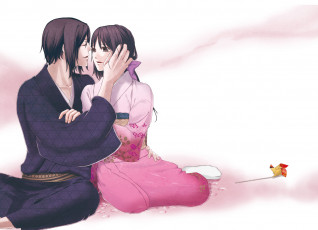 Картинка аниме hakuoki парень hakuouki романтика пара девушка