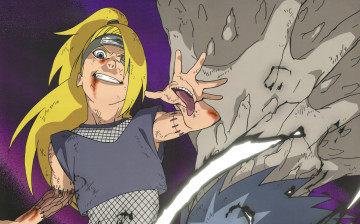 Картинка аниме naruto akatsuki кровь язык deidara повязка безумие швы