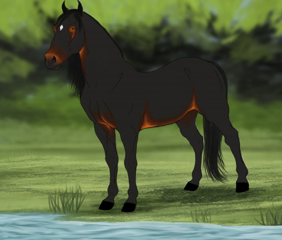 Обои картинки фото рисованное, животные,  лошади, лошадь, фон