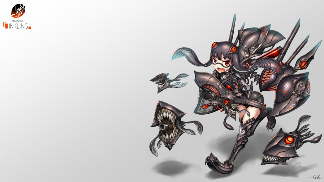 Обои картинки фото аниме, kantai collection, gia, девушка, арт, монстрики