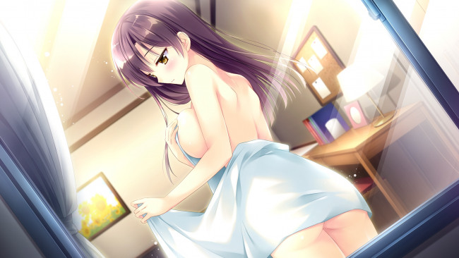 Обои картинки фото аниме, unknown,  другое, девушка, взгляд, фон, интерьер