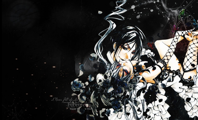 Обои картинки фото аниме, kuroshitsuji, сиель, себастьян