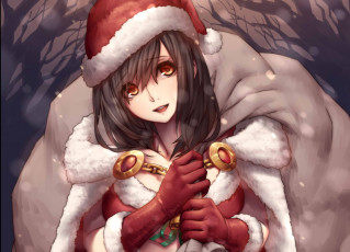 Картинка аниме зима +новый+год +рождество рождество девушка