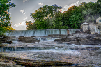 Картинка природа водопады лес река водопад