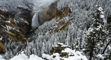 Картинка природа водопады лес река водопад