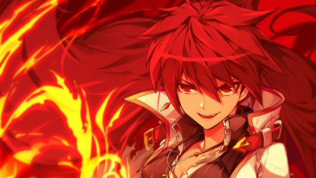 Обои картинки фото elsword, аниме, фон, взгляд, девушка