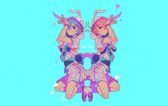 Обои картинки фото аниме, re,  zero kara hajimeru isekai seikatsu, ram, rem