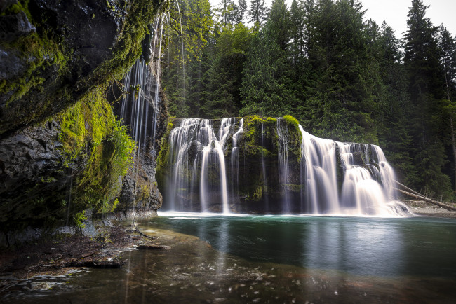 Обои картинки фото природа, водопады, лес, река, водопад