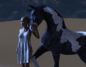 Картинка 3д+графика люди+и+животные+ people+and+animals фон взгляд девушка