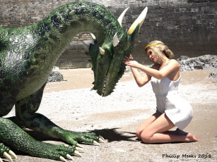 Картинка 3д+графика фантазия+ fantasy дракон фон взгляд девушка