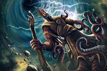 Картинка фэнтези существа by walter brocca лавкрафт creatures necronomicon lovecraft characters demon illustration монстр фантастика молнии демон