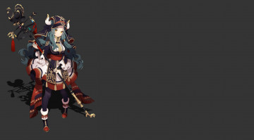 Картинка аниме животные +существа девушка взгляд фон