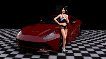 Картинка 3д+графика люди-авто мото+ people-+car+ +moto фон взгляд девочка